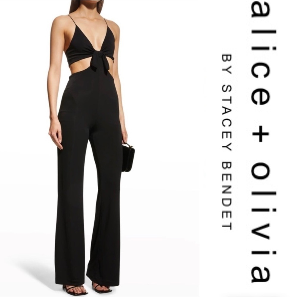 Alice + Olivia Havana Front Tie-Bow Jumpsuit